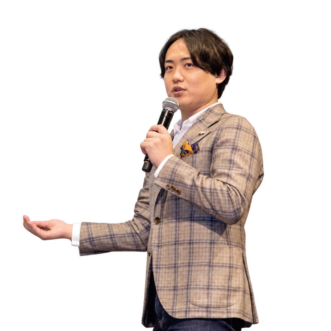 登壇する代表取締役 眞鍋 瑛